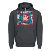 Smoke western lightning bolt smiling face turquoise Zipper Hoodie - BarkalooDesign