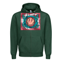 Sports Green western lightning bolt smiling face turquoise Zipper Hoodie - BarkalooDesign