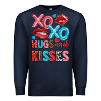 Navy xo xo hugs and kisses Premium Sweatshirt - NancyCooperArtShop