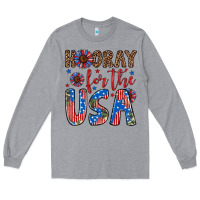 Heather Grey hooray for the usa Long Sleeve Tee - Artiststas