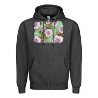 Charcoal Heather pink roses with leopard background Zipper Hoodie - LillyAllenDesigns
