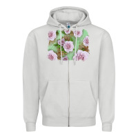 Dove Grey pink roses with leopard background Zipper Hoodie - LillyAllenDesigns