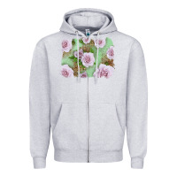 Heather Grey pink roses with leopard background Zipper Hoodie - LillyAllenDesigns