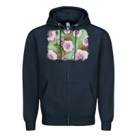 Navy pink roses with leopard background Zipper Hoodie - LillyAllenDesigns