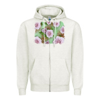 Oatmeal Heather pink roses with leopard background Zipper Hoodie - LillyAllenDesigns