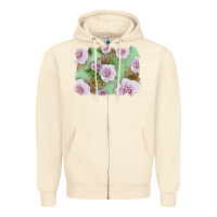 Sandshell pink roses with leopard background Zipper Hoodie - LillyAllenDesigns