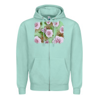 Seafoam pink roses with leopard background Zipper Hoodie - LillyAllenDesigns