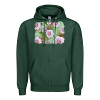 Sports Green pink roses with leopard background Zipper Hoodie - LillyAllenDesigns