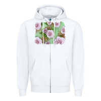 White pink roses with leopard background Zipper Hoodie - LillyAllenDesigns
