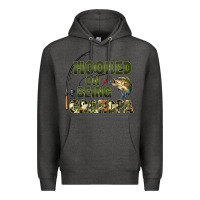 Charcoal Heather fish lures hooked on being grandpa Premium Hoodie - Artiststas