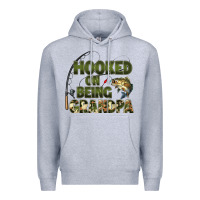 Heather Grey fish lures hooked on being grandpa Premium Hoodie - Artiststas
