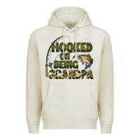 Oatmeal Heather fish lures hooked on being grandpa Premium Hoodie - Artiststas