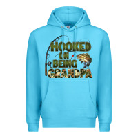 Ocean Blue fish lures hooked on being grandpa Premium Hoodie - Artiststas