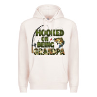 Pale Pink fish lures hooked on being grandpa Premium Hoodie - Artiststas