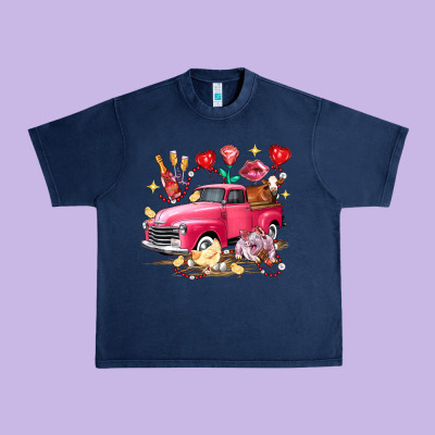 Valentine's Day Truck Farm Animals Urban Heavy Tee Designed By Fadigitalartstudio