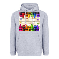 Heather Grey custom teacher name crayons Heavyweight Hoodie - NancyCooperArtShop
