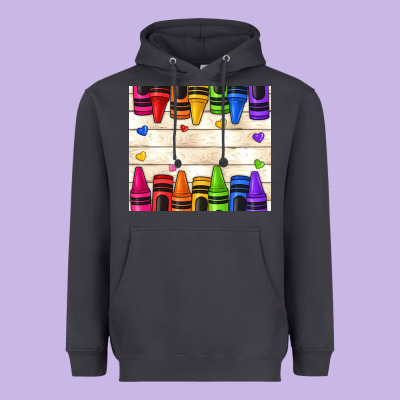Custom Teacher Name Crayons Heavyweight Hoodie Designed By Nancycooperartshop