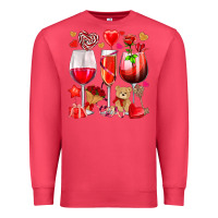 Cardinal valentines day wine glasses Premium Sweatshirt - NancyCooperArtShop