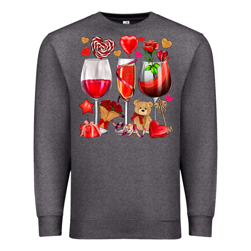 Valentines Day Wine Glasses Premium Sweatshirt by NancyCooperArtShop | Teevron