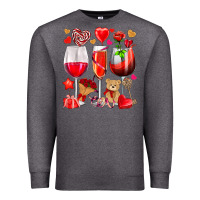Charcoal Heather valentines day wine glasses Premium Sweatshirt - NancyCooperArtShop