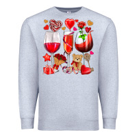 Heather Grey valentines day wine glasses Premium Sweatshirt - NancyCooperArtShop