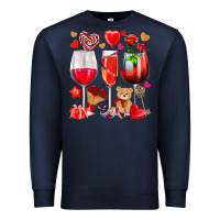 Navy valentines day wine glasses Premium Sweatshirt - NancyCooperArtShop