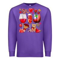Purple valentines day wine glasses Premium Sweatshirt - NancyCooperArtShop