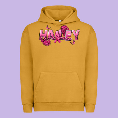 Personalized Pink Cancer Themed Name Urban Hoodie Designed By Nancycooperartshop