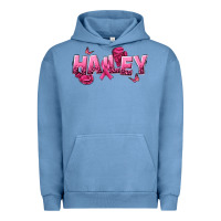 Pigment Pebble Blue Personalized Pink Cancer Themed Name Urban Hoodie - NancyCooperArtShop