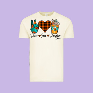 Peace Love Pumpkin Spice Vintage Tee Designed By Cowhidedigitalart