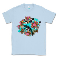 Dusty Blue race sunflower patches Classic Tee - AdoDesignShop