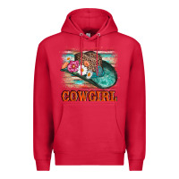 Cardinal cowgirl hat flowers leopard and  leather Premium Hoodie - AdoDesignShop