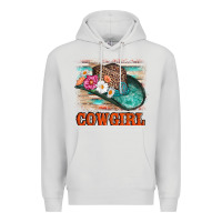 Dove Grey cowgirl hat flowers leopard and  leather Premium Hoodie - AdoDesignShop