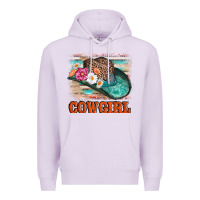 Lilac cowgirl hat flowers leopard and  leather Premium Hoodie - AdoDesignShop