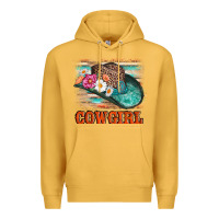 Mustard cowgirl hat flowers leopard and  leather Premium Hoodie - AdoDesignShop