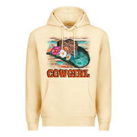 Pina Colada cowgirl hat flowers leopard and  leather Premium Hoodie - AdoDesignShop