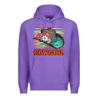 Purple cowgirl hat flowers leopard and  leather Premium Hoodie - AdoDesignShop