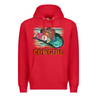 Red cowgirl hat flowers leopard and  leather Premium Hoodie - AdoDesignShop