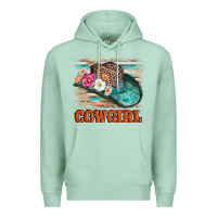Seafoam cowgirl hat flowers leopard and  leather Premium Hoodie - AdoDesignShop
