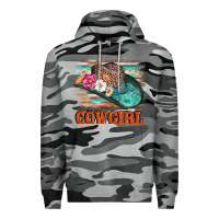 Slate Camo cowgirl hat flowers leopard and  leather Premium Hoodie - AdoDesignShop