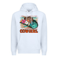White cowgirl hat flowers leopard and  leather Premium Hoodie - AdoDesignShop