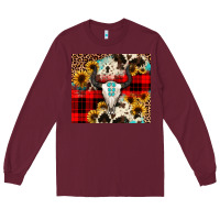 Burgundy bullskull Sunflower Long Sleeve Tee - JahusDesignShop