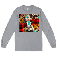 Heather Grey bullskull Sunflower Long Sleeve Tee - JahusDesignShop