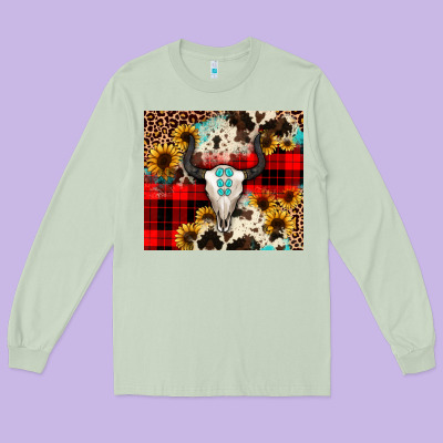 Bullskull Sunflower Long Sleeve Tee Designed By Jahusdesignshop