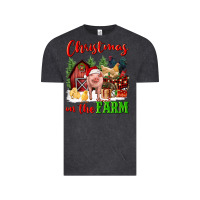 Vintage Black christmas on the farm Vintage Tee - FaDigitalArtStudio