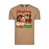 Vintage Coffee christmas on the farm Vintage Tee - FaDigitalArtStudio