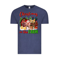 Vintage Denim christmas on the farm Vintage Tee - FaDigitalArtStudio