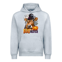 Heather Grey Boo Heifer Cow with Halloween Urban Hoodie - texasbilliewilder