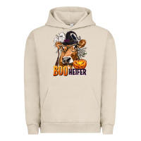 Pigment French Oak Boo Heifer Cow with Halloween Urban Hoodie - texasbilliewilder