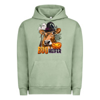 Pigment Oil Green Boo Heifer Cow with Halloween Urban Hoodie - texasbilliewilder